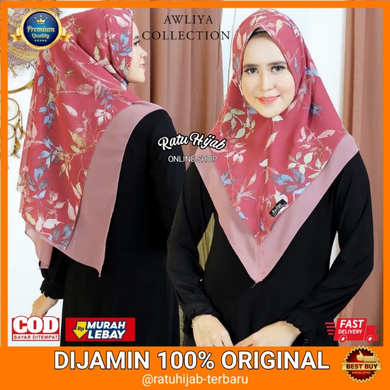 KHIMAR MINI ANNISA MOTIF DAUN ORI ALIYAR / AWLIYA HIJAB TERBARU TERLARIS