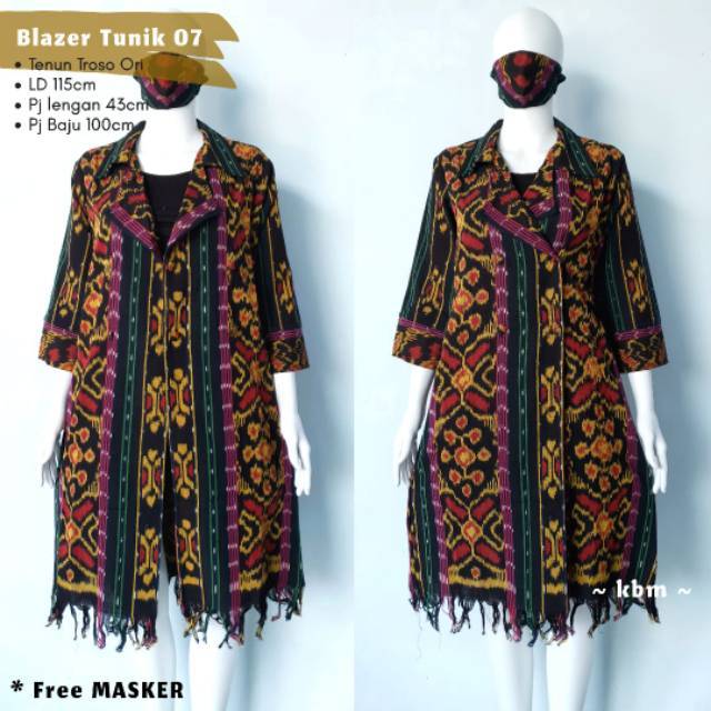 Blazer tunik tenun  ori troso free masker