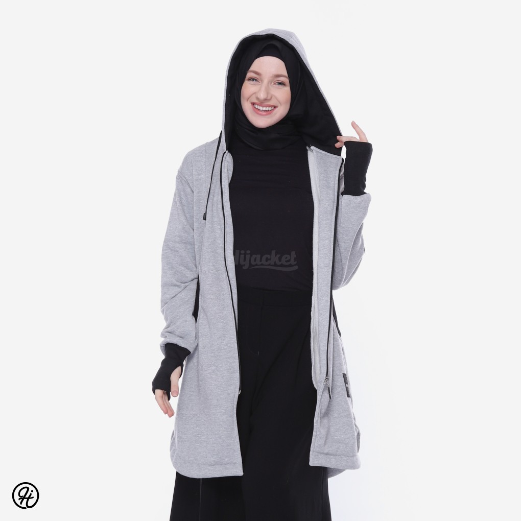 NEW hijacket elektra jaket wanita hoodie all varian warna GREY L & XL-1