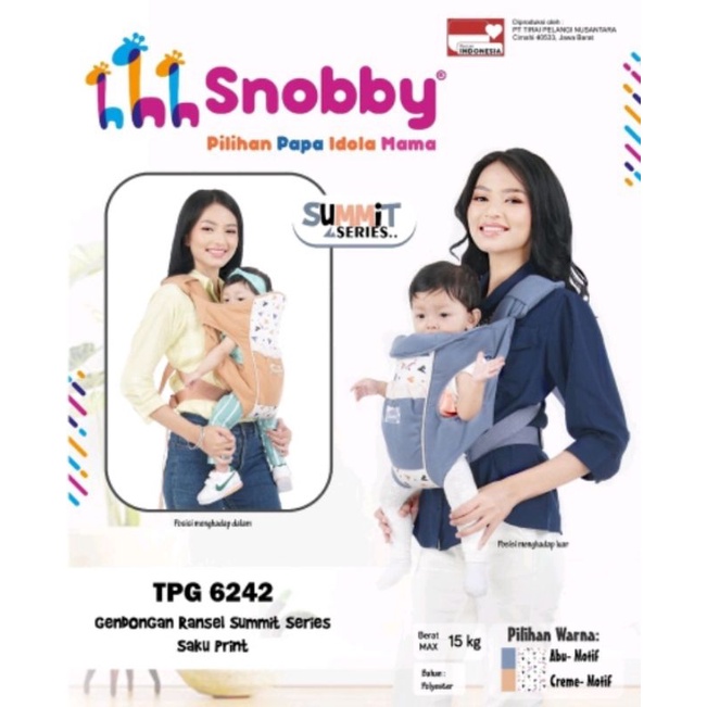 snobby gendongan bayi ransel m shape aplikasi print summit series   tpg 6242