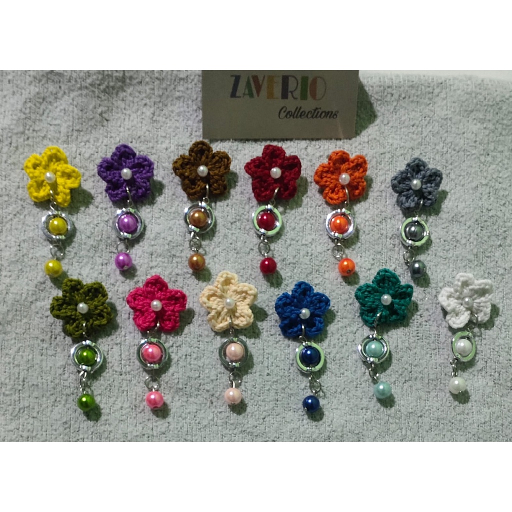 Bros dagu rajut/ bros bunga rajut juntai