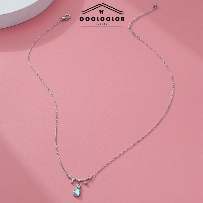 COD❤️Kalung Fashion Wanita All-match Niche Design Light Luxury Moonstone Water Drop Necklace Fashion Aksesoris Murah Jewelry Perhiasan