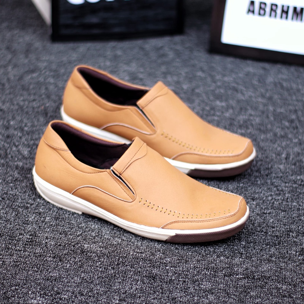 Sepatu Kulit Slip On Kerja Pria - Abra Sanver