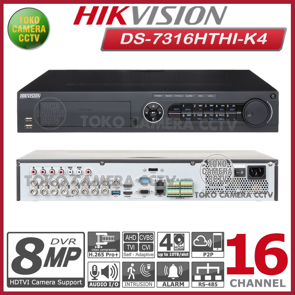 DVR HIKVISION 16 CHANNEL DS-7316HTHI-K4 DVR CCTV 16 CH 8MP 4K