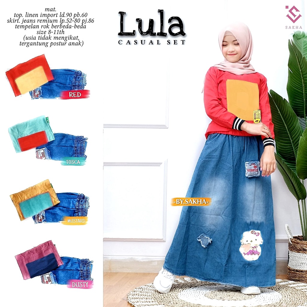 BAJU ANAK PEREMPUAN SETELAN ANAK PEREMPUAN SETELAN ROK JEANS REMAJA TANGGUNG TWIL SET