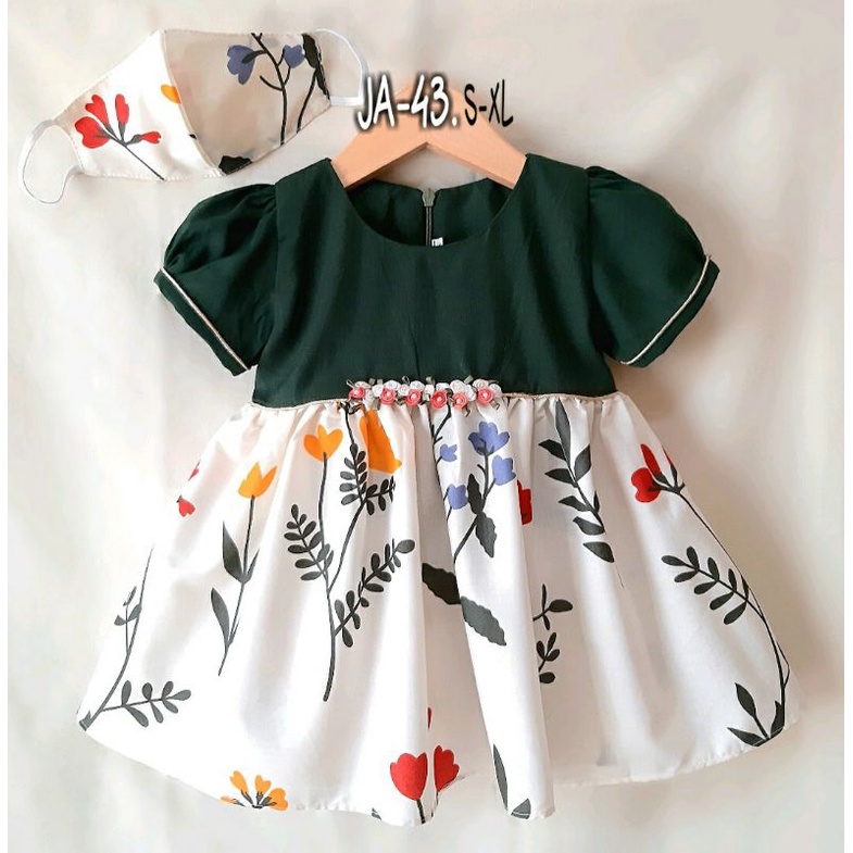 Baju Hijau Natal anak cewek / Baju natal anak / Dress Casual Hijau Anak