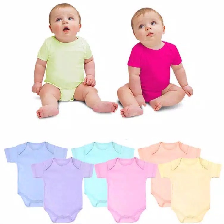 baju bayi jumper polos warna (0-6 bulan) jumpsuit katun murah