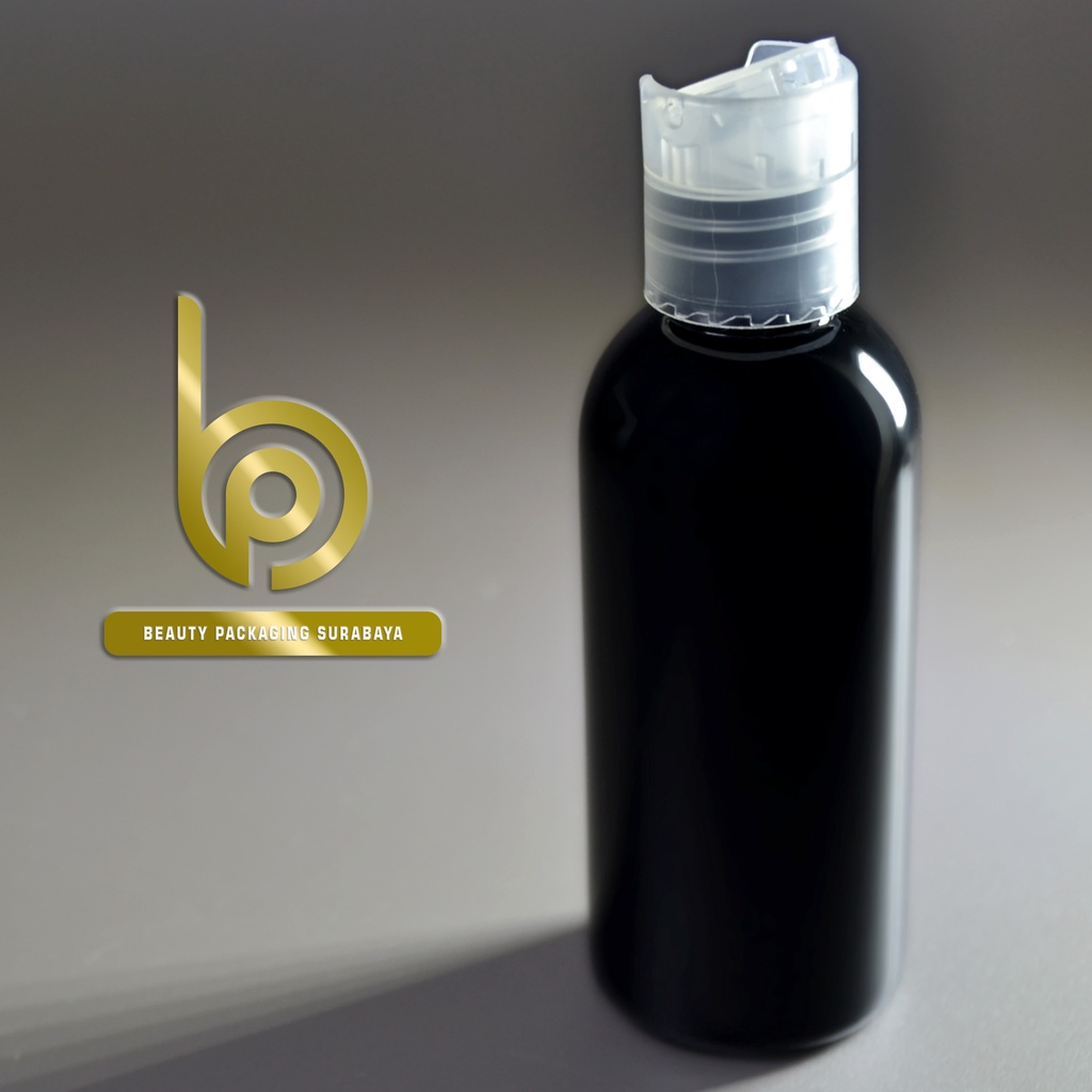 Botol Plastik PET 60ml BR Hitam Tutup Presstop