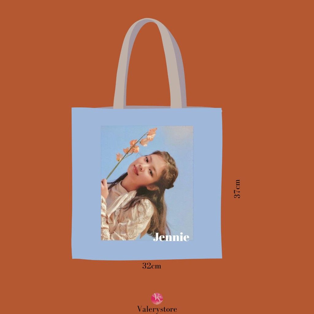 Totebag Kekinian/Tas Penutup Resleting/Tas Wanita Fashion/Totebag Laptop Custom Printing Full Color 2sisi Jennie