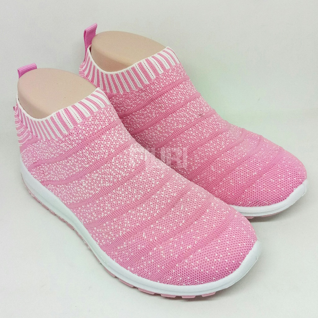 FIURI - ANDO Original Lenny PINK 37-40 - Sepatu Olahraga Lari Wanita - Sepatu Sekolah - Sepatu Ando - Sepatu Sneakers Kuliah Senam Gym Jogging Sport Wanita - Sepatu Casual - Sepatu Rajut Slip On - Fashion Wanita