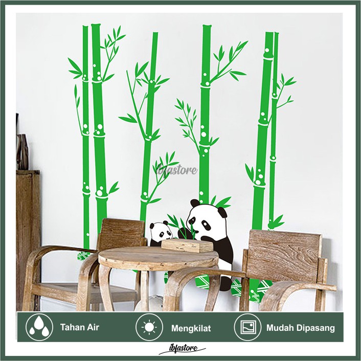 stiker wallpaper dinding hiasan dekorasi rumah kamar anak serbaguna tahan air Bamboo Panda