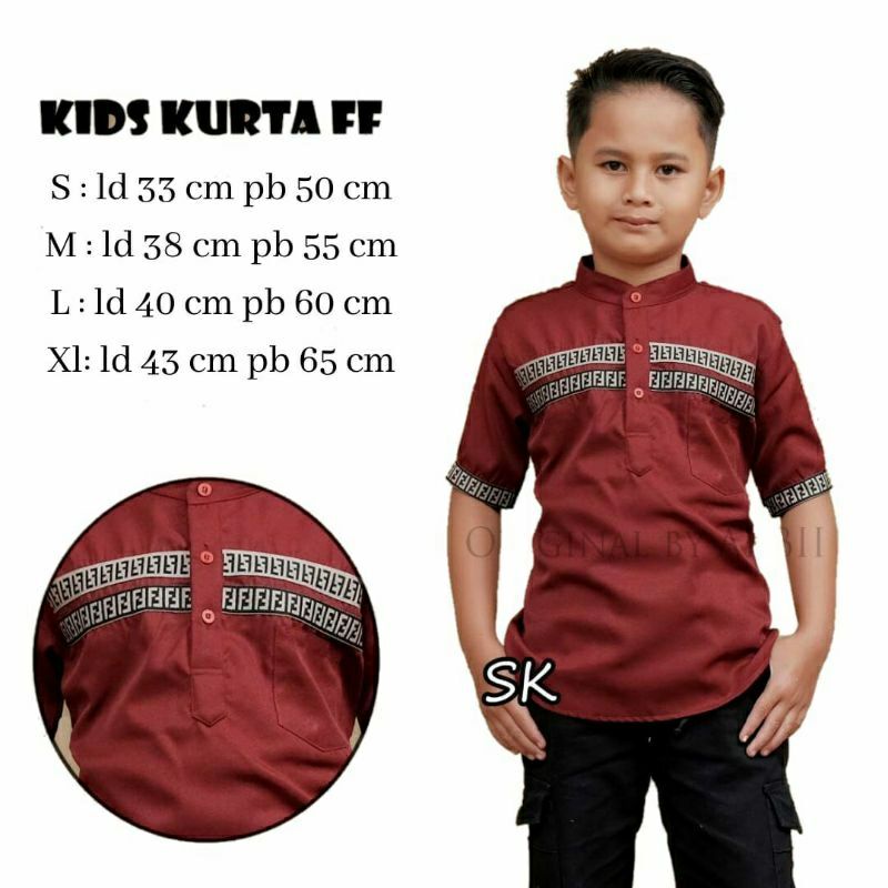 Baju Koko Kids Anak Kurta Ff Baju Atasan Muslim Anak Bahan Toyobo Usia 1-10 Tahun