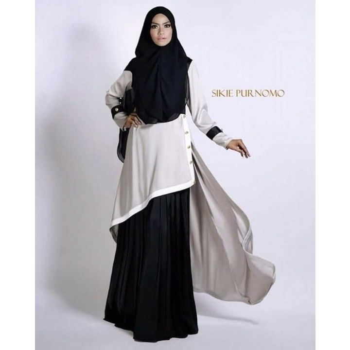 [Muve BoutiQue] Sikie Purnomo Mari Grey Premium Gamis Syar'i Set Original Branded
