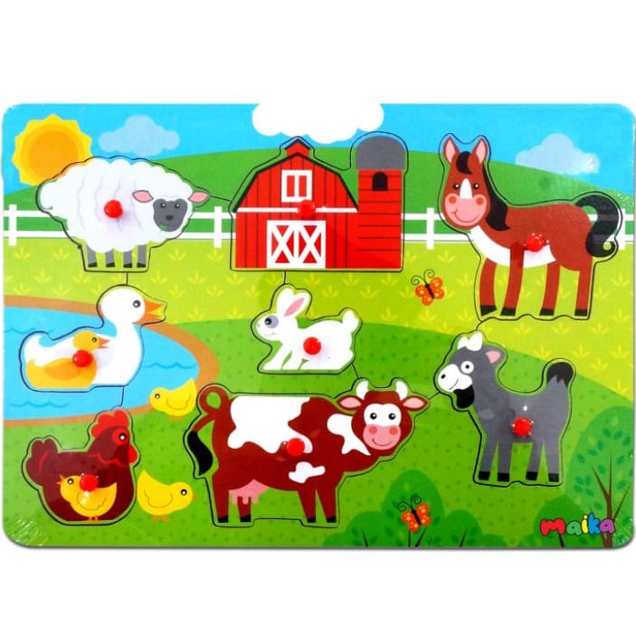 Mainan Puzzle Kayu Knob Bergambar Mainan Edukasi Anak-BELLA SHOP