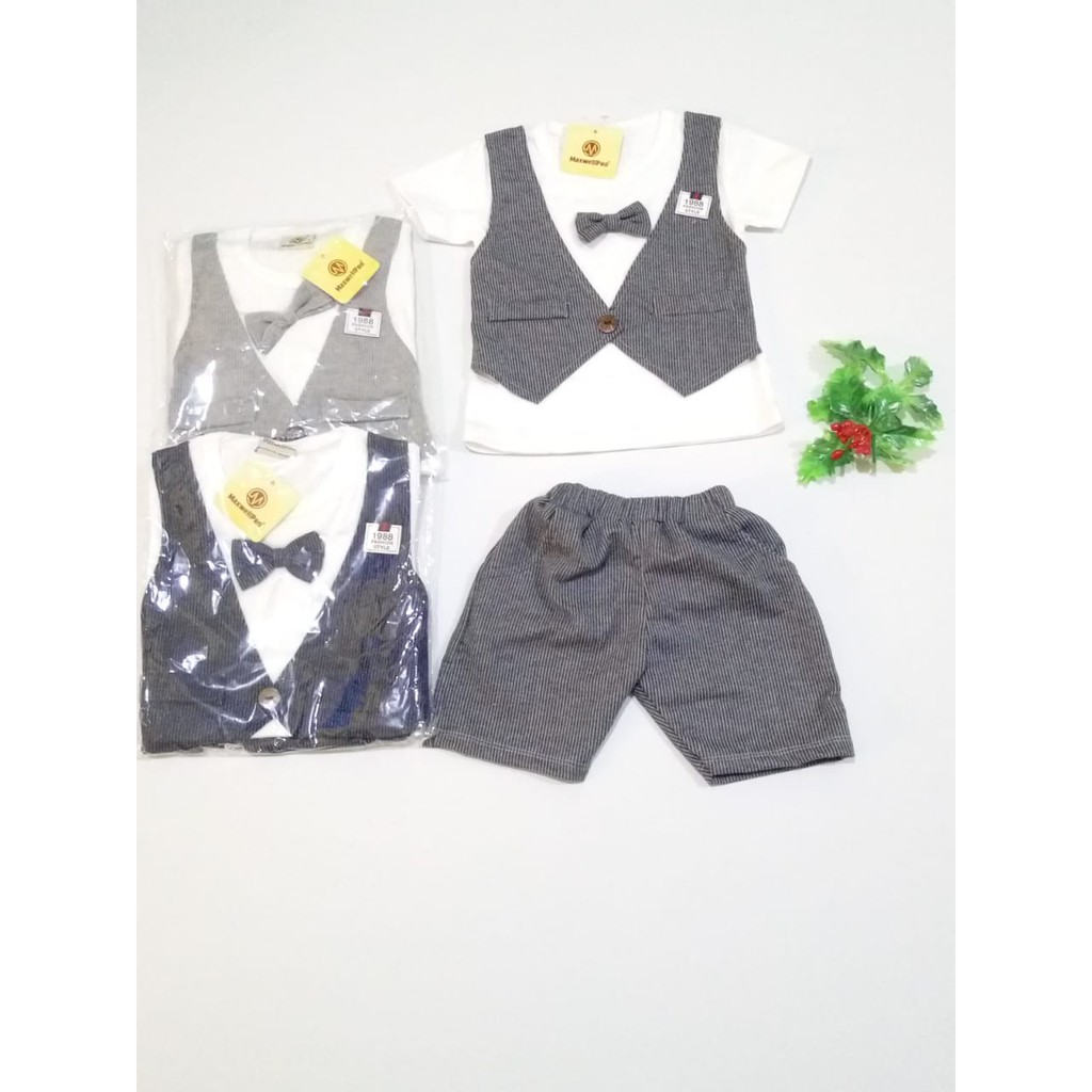 SETELAN ANAK 1 - 1,5 TAHUN - BAJU ANAK LAKI COWOK  Motif Rompi SL Branded MaxwellPro Terbaru