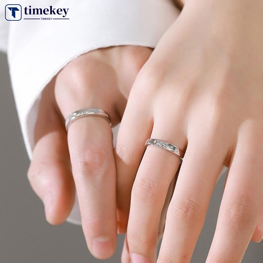 Timekey Cincin Adjustable Motif Ukir Gunung Laut Untuk Pasanganpriawanita A1K7