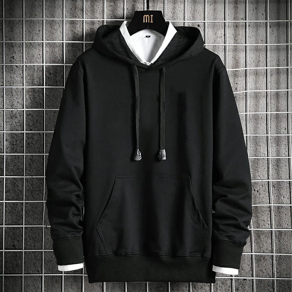 JOSJOLI_STORE/Sweater Hoodie Polos/Atasan Pria Dewasa Lengan Panjang/M L XL