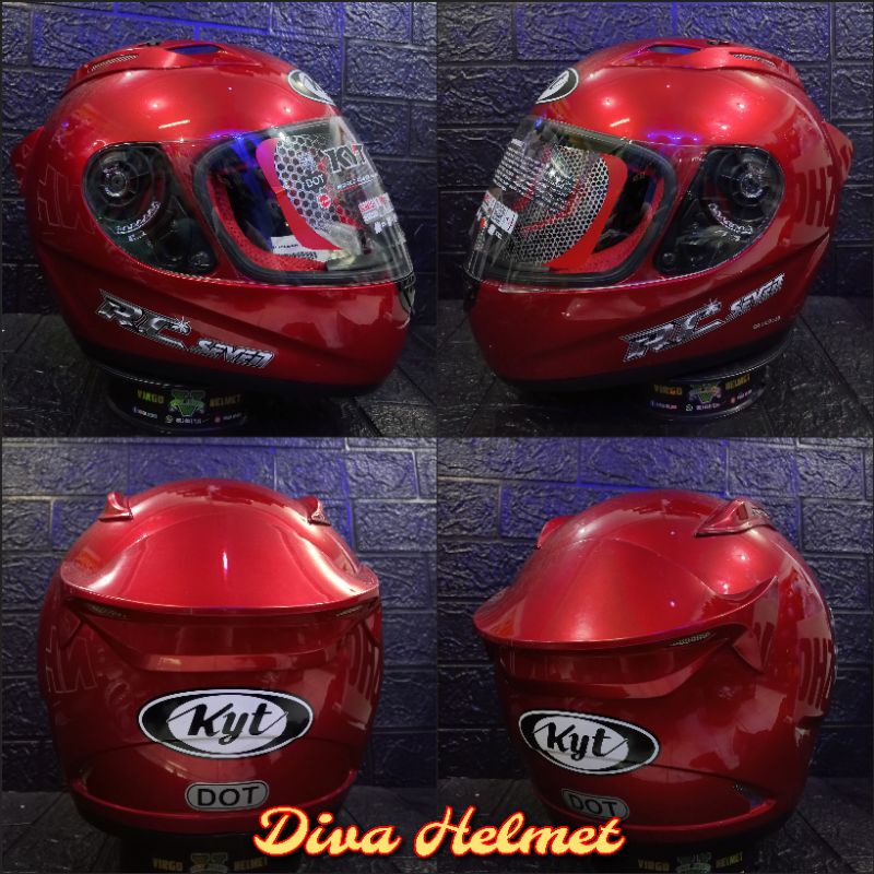 HELM KYT RC7 SOLID RED MAROON SNI DOT TERMURAH