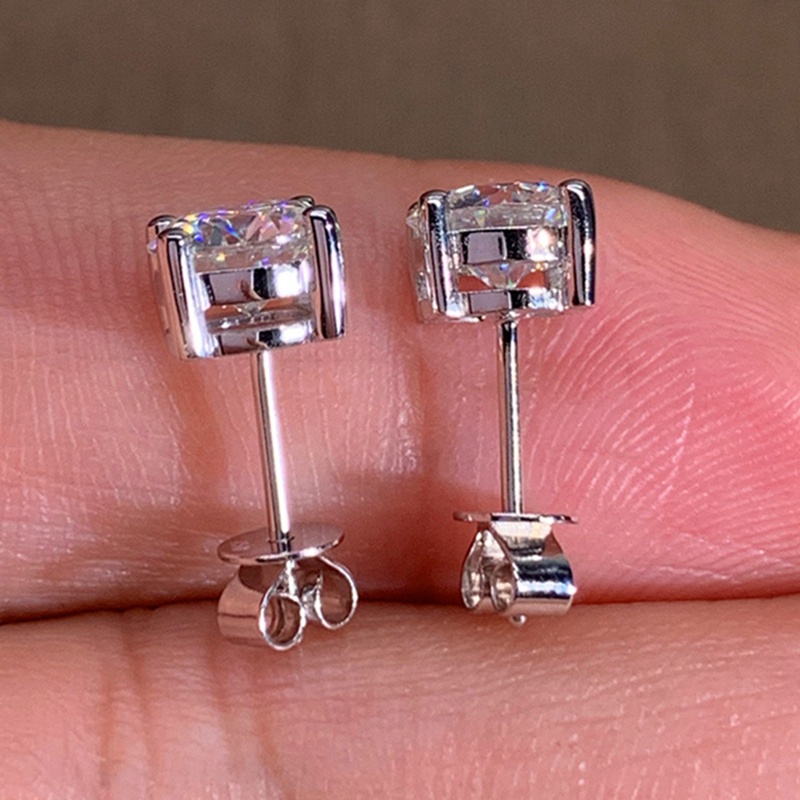 Classic 4 Claws Cubic Zirconia Women Earrings Crystal CZ Stone Minimalist Ear Stud Luxury Wedding Eternity Jewelry