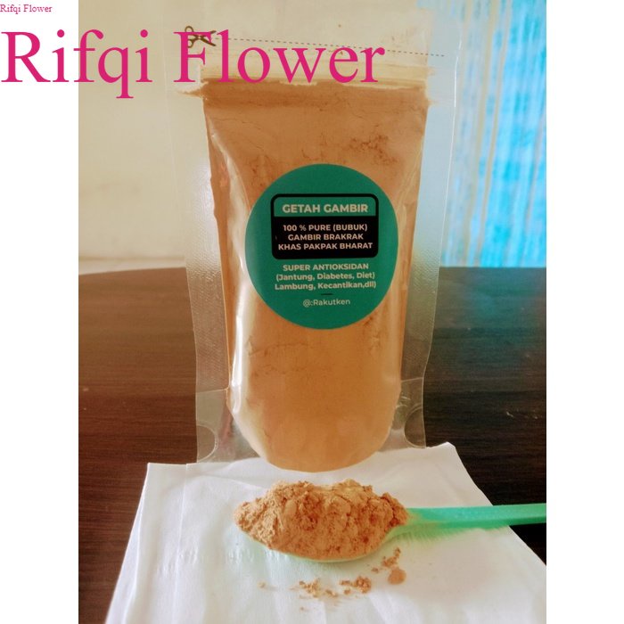 

GETAH GAMBIR (BUBUK) , KADAR CATECHINE -+70%, 50 GRAM Pengiriman Sumut Rifqi Flower