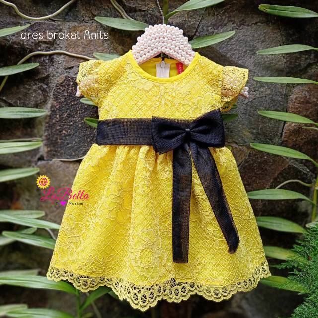 BAYI LD 26 PB 39 DRESS LIME ANAK LD 30 PB 50 2-3 TAHUN Simpel Pesta KUNING LABELLA BAJU CANTIK SIMPE