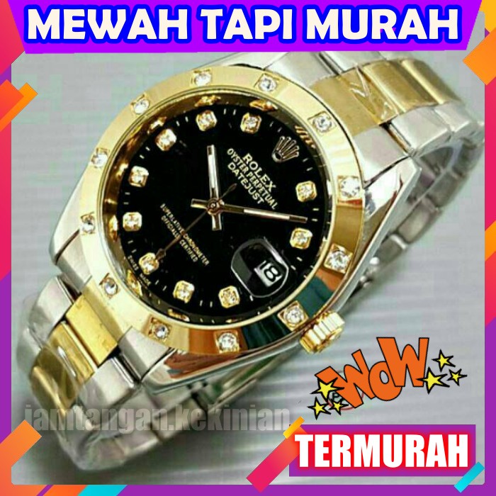 Jam Tangan Pria Cowok / Jam Tangan Wanita / Jam Tangan Murah / Jam Tangan Rolex Rantai & Kulit Keren