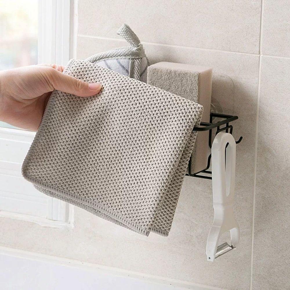 [Elegan] Holder Spons Sponge Drain Besi Aksesoris Wastafel Dapur Non-Marking Dinding Wastafel Organizer