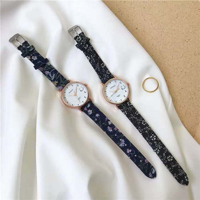 ✅Grosir Jam Senen - Jam Tangan Wanita Analog Strap Pu Bunga Motif Smile Fashion Aksesoris Wanita Gaya Korea