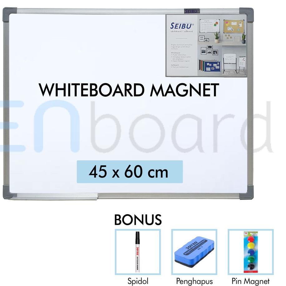 

Baru Papan Tulis Whiteboard / White Board Gantung Magnet Single Face 45 x 60 cm ,.