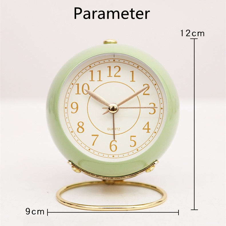 Jam Alarm Kecil Warna Macaron Bahan Alloy Gaya Nordic Retro Dengan Lampu Malam Untuk Dekorasi Rumah