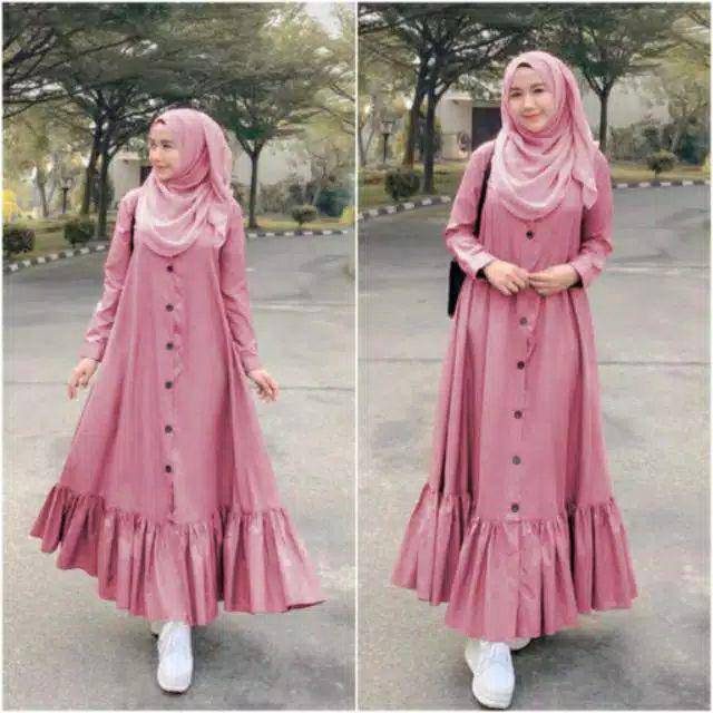 Peoni maxi dress wanita ukuran S.M .L. XL gamis Haura dress