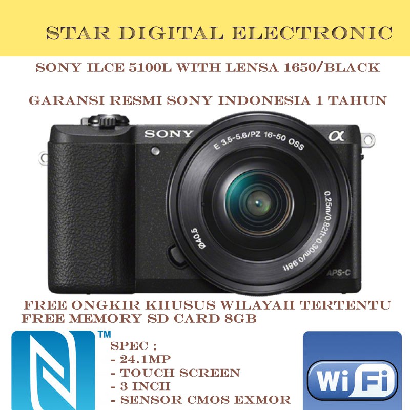 SONY MIRROLESS ILCE 5100L WITH LENSA 1650 - BLACK