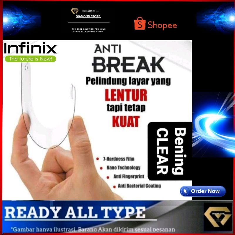 Infinix Tempered Anti Pecah Anti Break Anti Gores Clear TPU HOT 9 10 10S 11 PLAY NOTE 10 11 PRO 11S SMART 5 6 6+ HOT 8 10S NFC HOT 12 PRO 12I HOT 20 5G PLAY 20S 20i NOTE 12i 2022 7 30 PRO