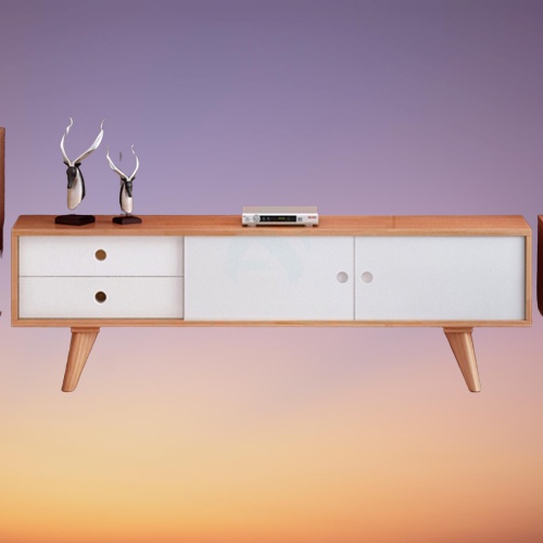 Rak Meja TV Minimalis Jepara Kayu Mahoni Modern