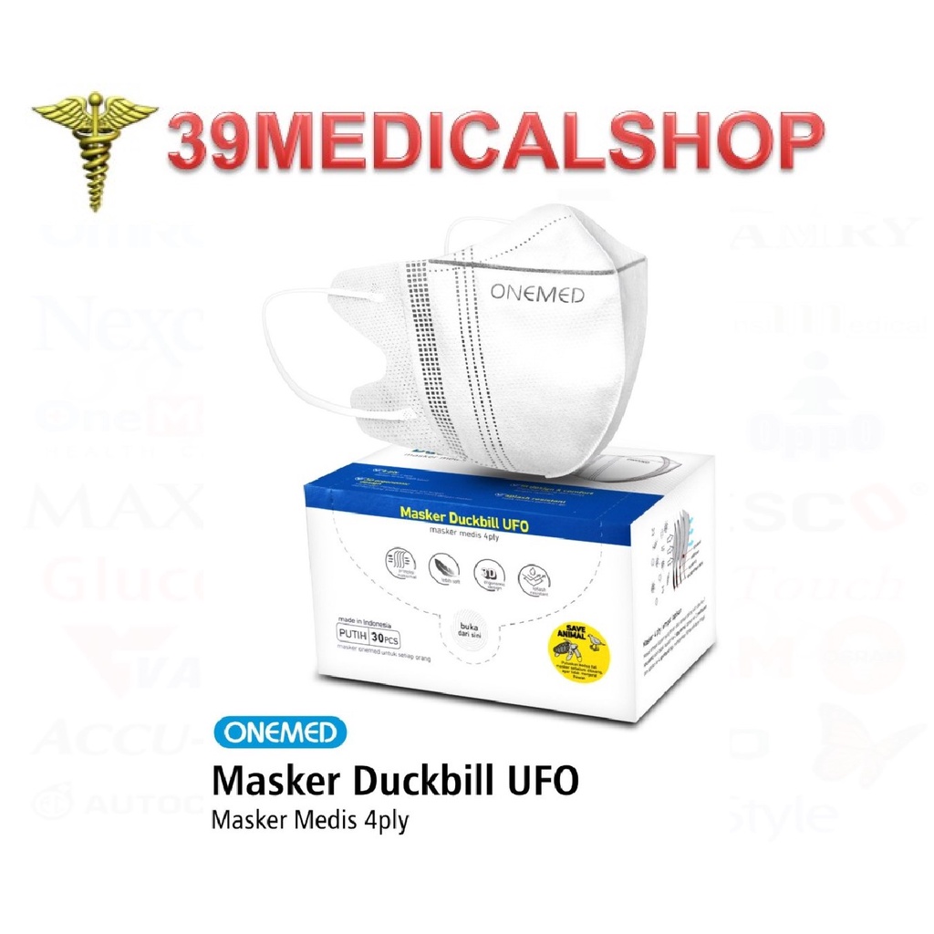 MASKER MEDIS UFO DUCKBILL DEWASA  4PLY BOX ISI 30 PCS