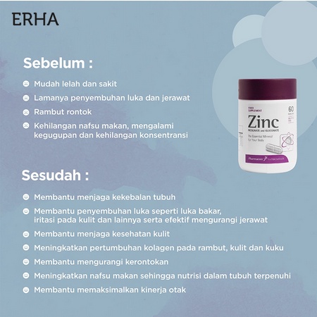 ⭐BAGUS⭐ ERHA ZINC Plus Picolinate isi 30 60 10 | Strips Immune Booster Suplemen