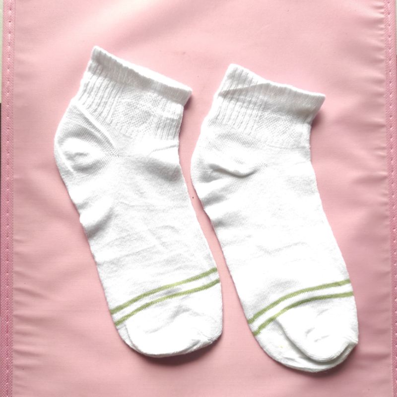 [ COD ] Kaos Kaki Wanita Motif Lemon Pendek Semata Kaki Lucu Hijau Lumut Korea Style Women Sock Import / Kaos Kaki Wanita Pendek Motif Kotak Garis-Putih Polos