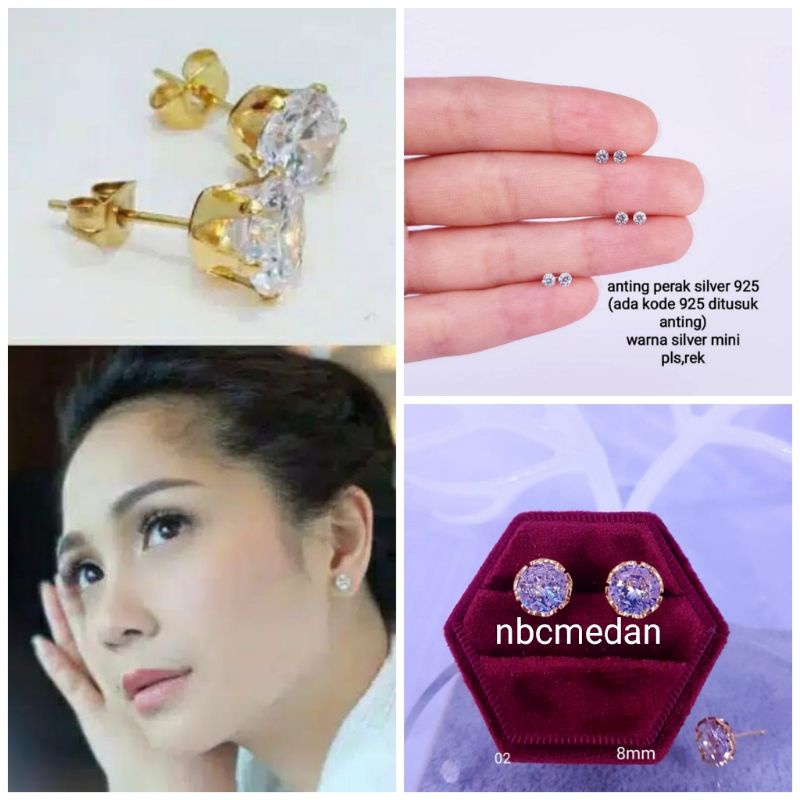 Anting titanium dan perak silver 925 sale 70% model Nagita warna gold dan silver (ada 4ukuran)