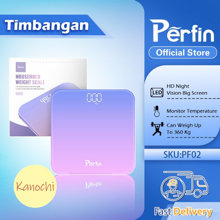 Perfin PF02 Timbangan badan digital Body Scale dengan Ungu gradien