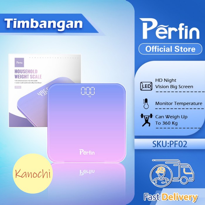 Perfin PF02 Timbangan badan digital Body Scale dengan Ungu gradien