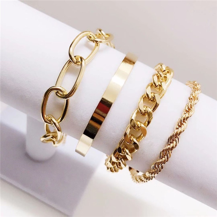 Set Gelang Rantai Bentuk C Model Twist