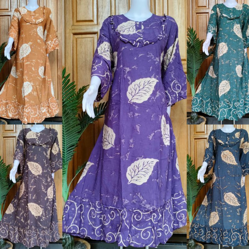 Batik Putri Diana Sekdres Venti Motif Batik Tulis Daster Panjang Lengan 7/8 Size L