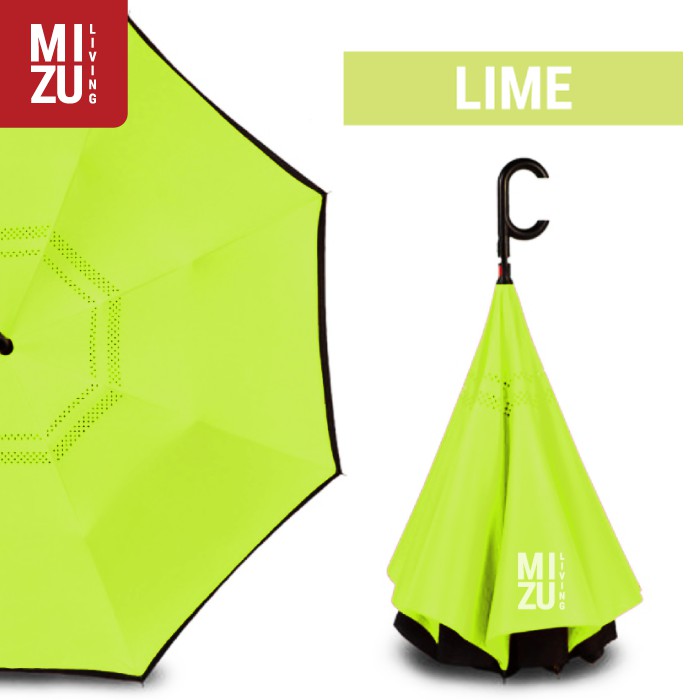 Payung Terbalik Kazbrella POLOS Payung Mobil Reverse Umbrella Gagang C-LIME