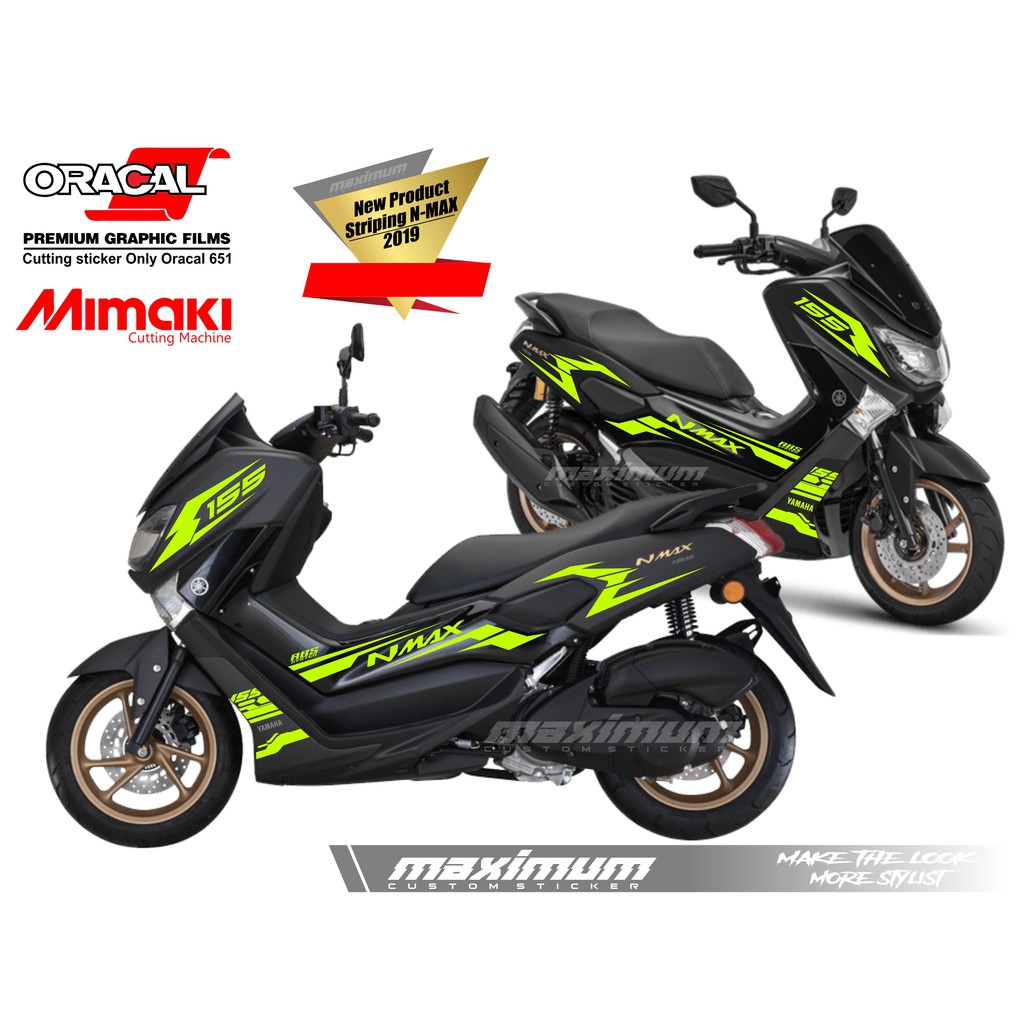 CUTTING STICKER NMAX HITAM - STRIPING STIKER HIJAU STABILO