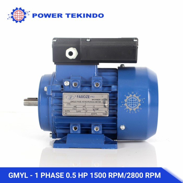 Famoze Pro Dinamo 1 Phase 05 HP 1500 RPM / 2800 RPM GMYL 1/2 PK - 2800 RPM