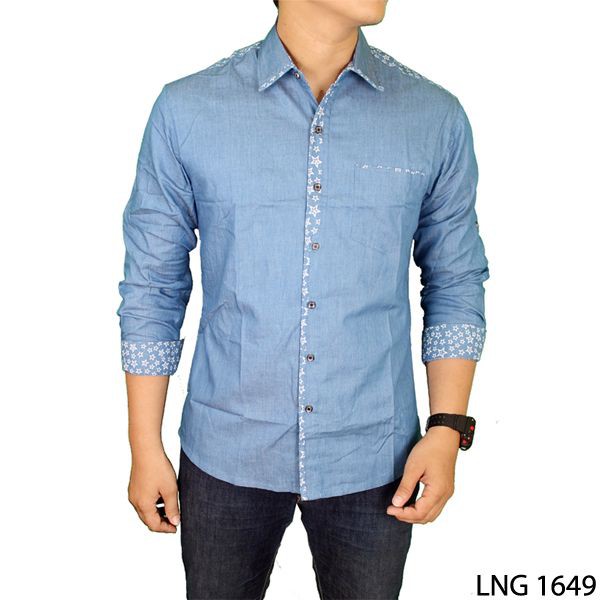 Kemeja Casual Slim Fit Long Sleeve Man Shirts - LNG 1649