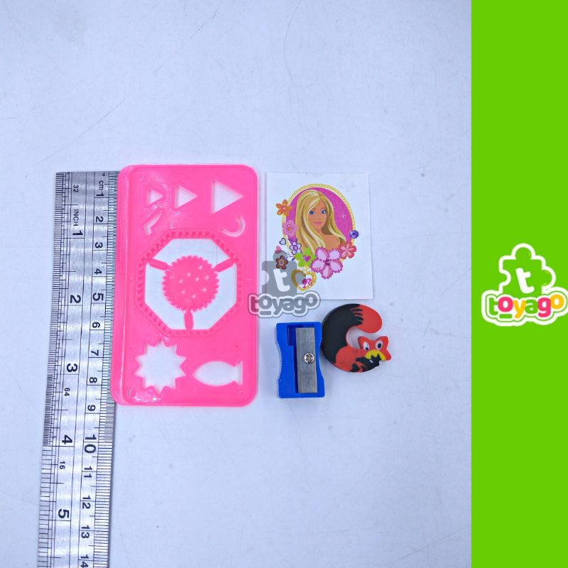 Penggaris Set 4 in 1/ Penggaris Set Lembaran isi 20 Pcs Grosir Murah