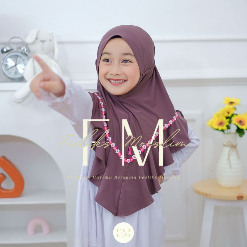 Hijab Anak TK Raisha Tali Kepang 4-8 Tahun ORIGINAL VIQAST