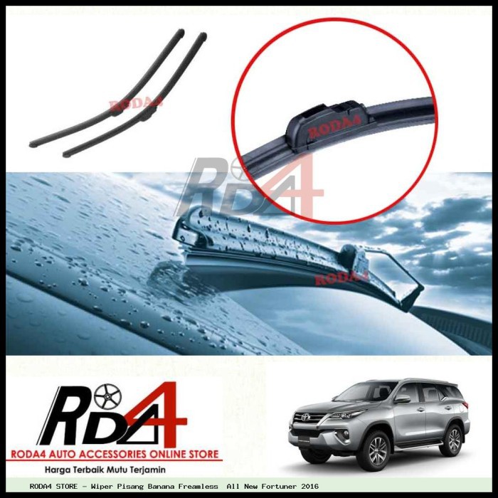 Wiper Mobil All New Fortuner 2016 22 20 Frameless Banana 1 Set 2 Pcs