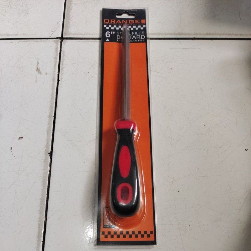 ORANGE kikir segitiga+gagang 6&quot; / kikir segitiga 6&quot; gagang orange